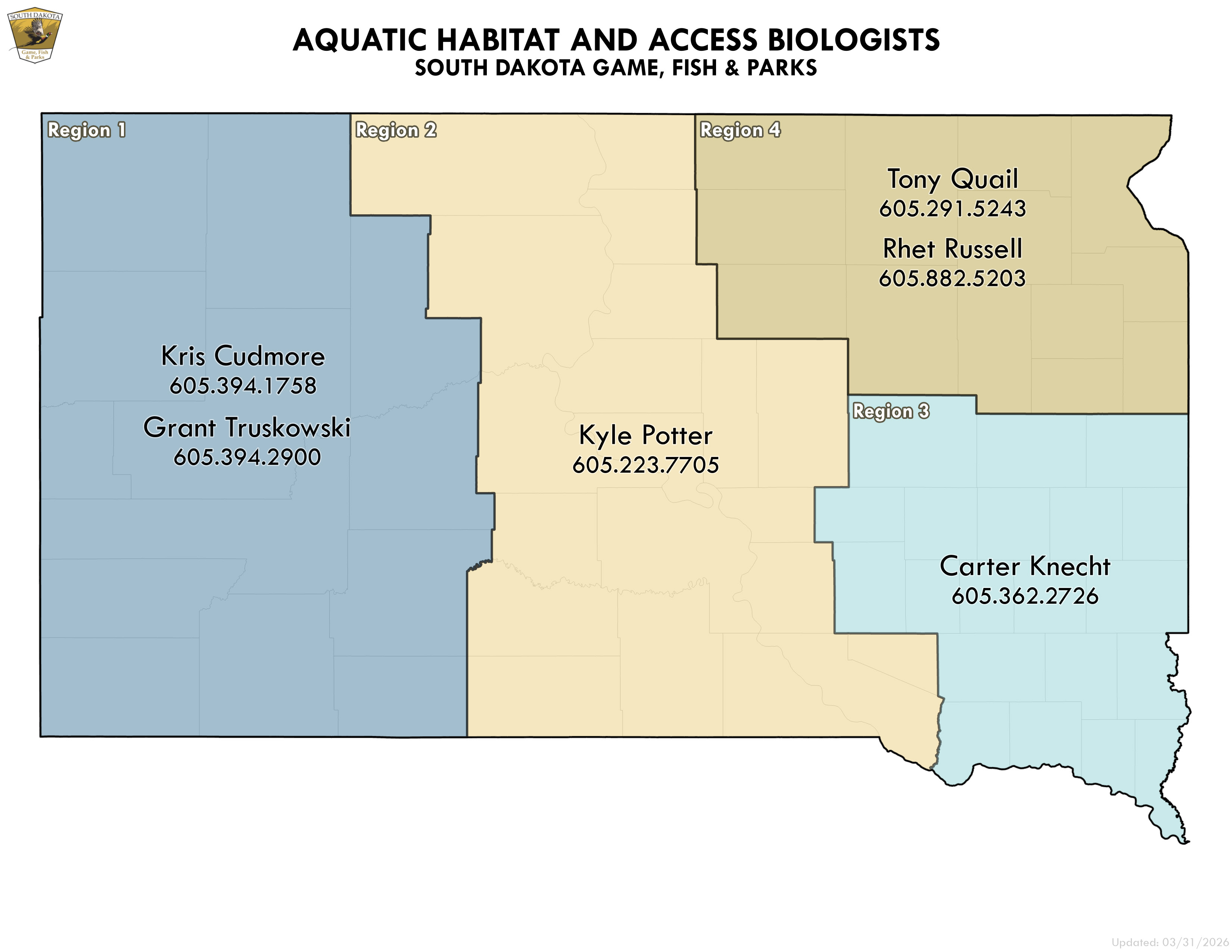 Aquatics Habitat and Access Staff Map